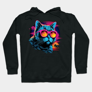 Retro Wave British Shorthair Cat Shirt Hoodie